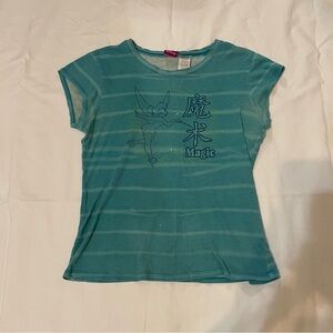 2000s vintage Disney Tinker Bell blue & green tee